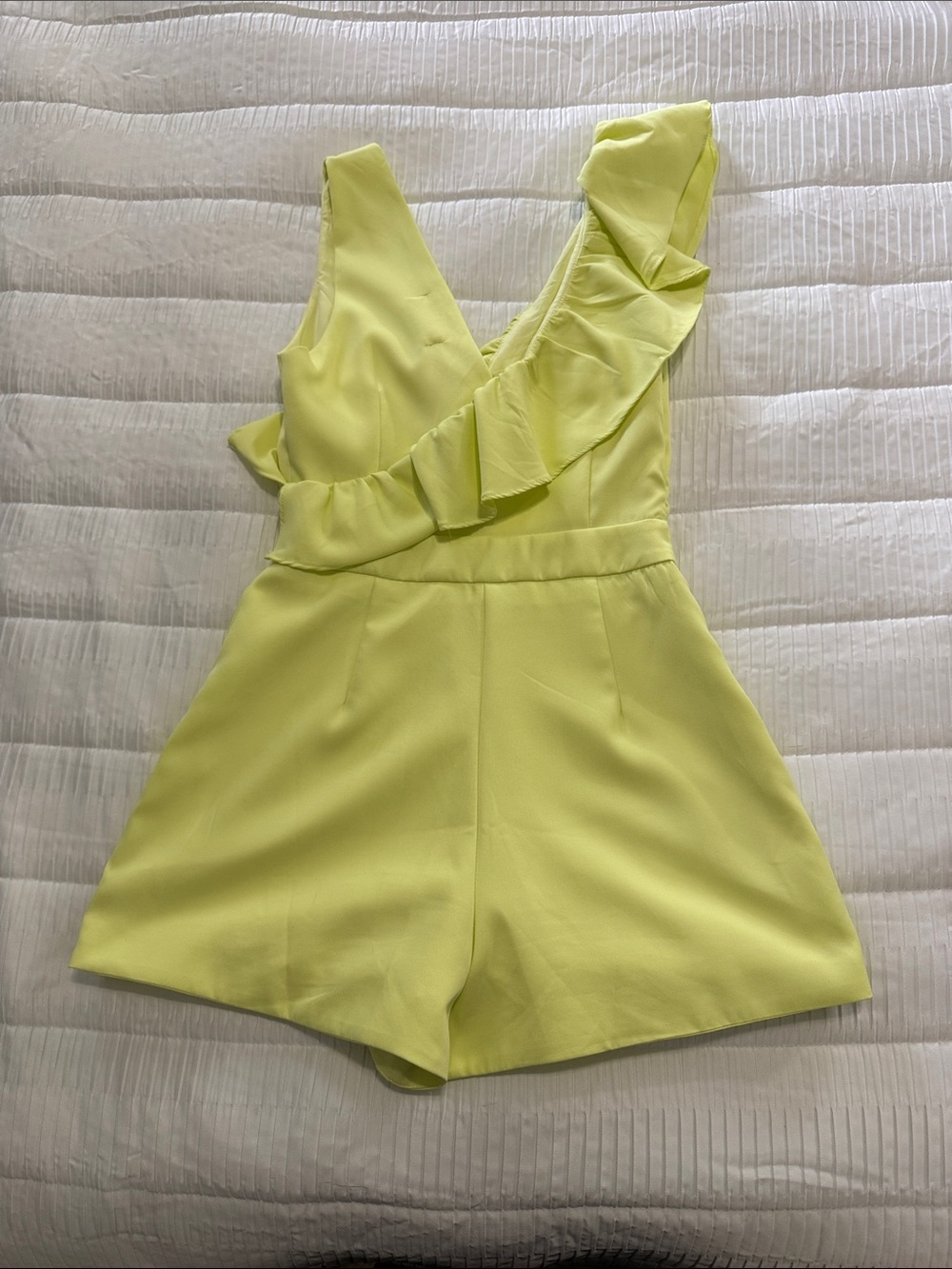 Yellow Ruffle One-Shoulder Romper - Picture 2 of 3